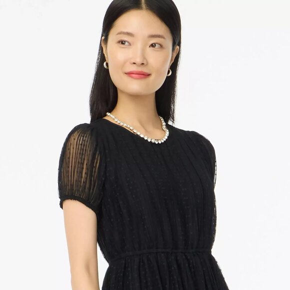 NWT J. CREW Pleated Flock-Dot Puff-Sleeve Dress SZ 8 - Picture 4 of 15